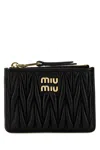 MIU MIU BLACK NAPPA LEATHER CARD HOLDER