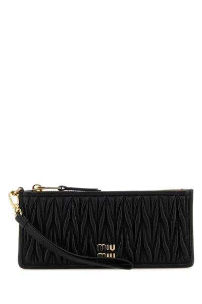 MIU MIU BLACK NAPPA LEATHER CLUTCH