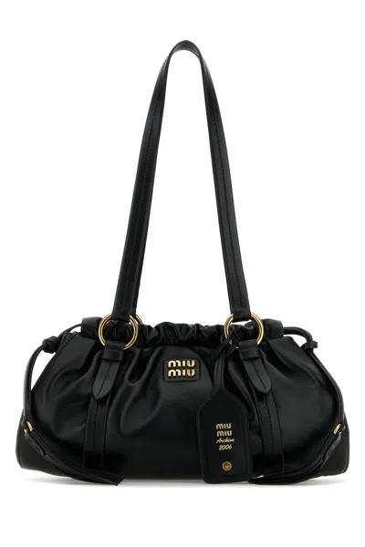 Miu Miu Black Nappa Leather Joie Shopping Bag In Nero