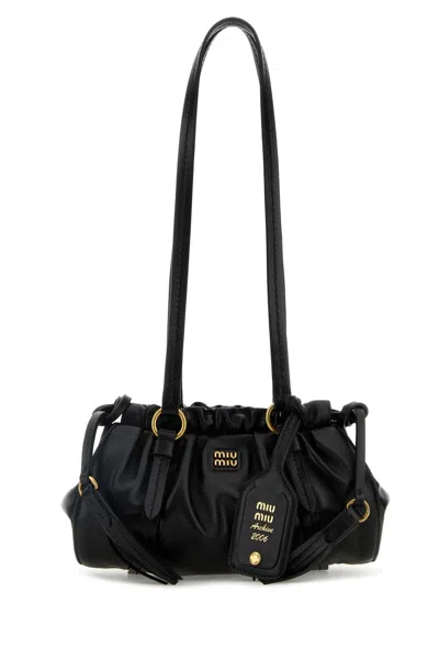 Miu Miu Black Nappa Leather Mini Joie Shoulder Bag In Nero