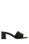 Miu Miu Women Black Nappa Leather Mules In Black