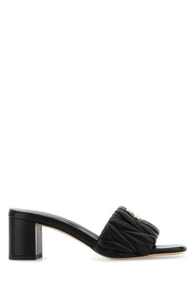 Miu Miu Black Nappa Leather Mules