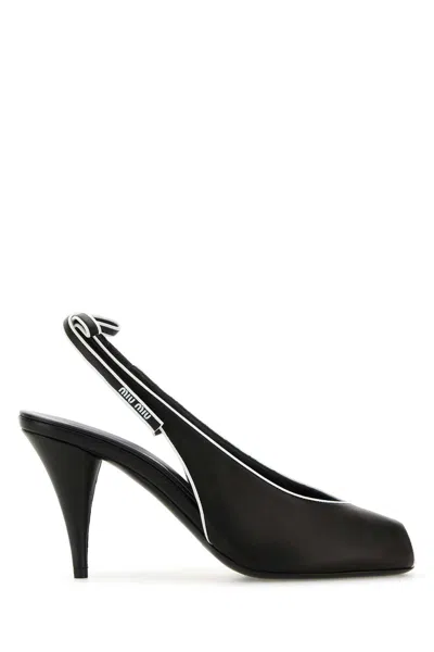 MIU MIU MIU MIU BLACK NAPPA LEATHER SANDALS