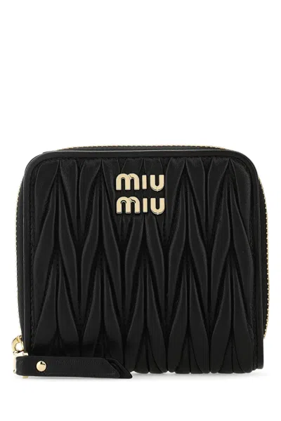Miu Miu Black Nappa Leather Wallet In Nero