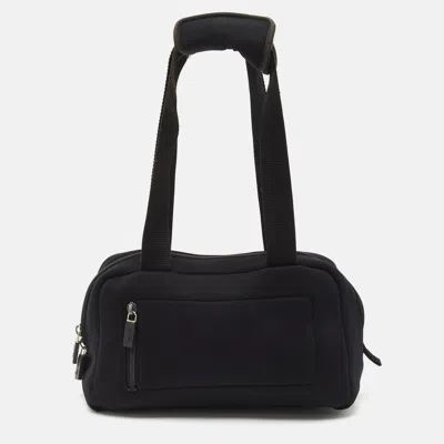 Pre-owned Miu Miu Black Neoprene Pocket Boston Bag