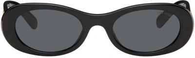 Miu Miu Black Oval Sunglasses In 1ab5s0 Black