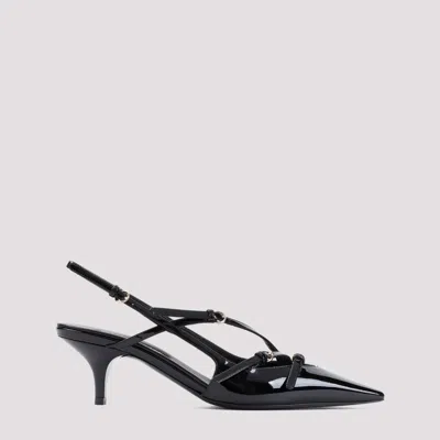 Miu Miu Leather Strappy Sling Back Kitten Pumps In Black