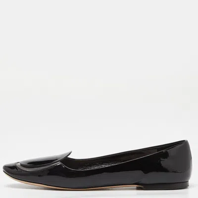 Pre-owned Miu Miu Black Patent Leather And Pvc Ballet Flats Size 40