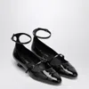 Miu Miu Black Patent Leather Décolleté With Logo In Black