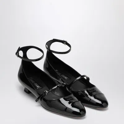 Miu Miu Black Patent Leather Décolleté With Logo
