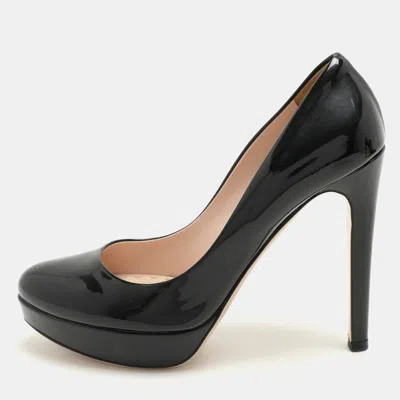 Pre-owned Miu Miu Black Patent Leather Platform Pumps Size 40