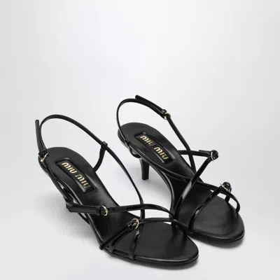 MIU MIU MIU MIU BLACK PATENT LEATHER SANDAL WITH BUCKLES WOMEN
