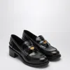 Miu Miu Black Penny Loafer In Brushed Leather In Black