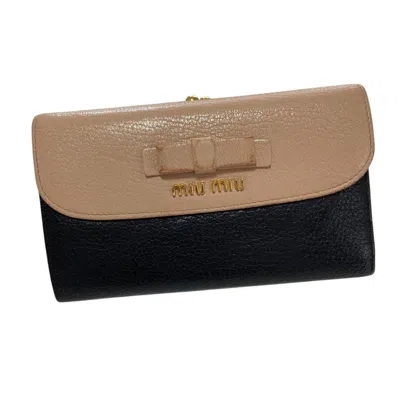 Pre-owned Miu Miu Black Pink Leather Wallet (bi-fold) () In Multi