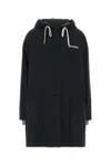 Miu Miu Single-breasted Hooded Parka Coat In Black