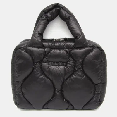 Pre-owned Miu Miu Black Quilted Nylon/feather Tote Bag