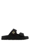 Miu Miu Logo Matelassé Leather Sandals In Nero