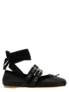 MIU MIU BLACK RIBBON BUCKLES BALLET FLATS