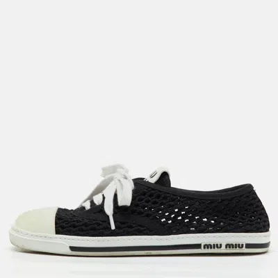 Pre-owned Miu Miu Black Rope Fabric Low Top Sneakers Size 38.5