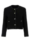 Miu Miu Black Sequin-embellished Tweed Jacket In Black