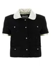 Miu Miu Bouclé Cardigan With Button Detailing And Contrast Collar In Black