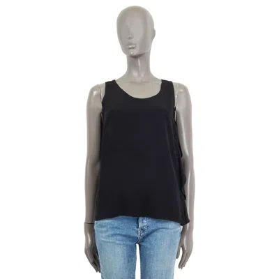 Pre-owned Miu Miu Black Silk Side Ruffle Sleeveless Blouse Tank Top Shirt 42 M