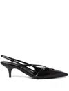 Miu Miu Buckle-embellished Slingback Pumps In Black
