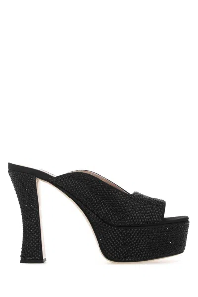 MIU MIU BLACK SLIP-ON HEELS
