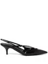 Miu Miu Patent Leather Slingback Pumps With Straps