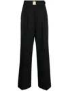 Miu Miu Logo-buckle Tailored Trousers In Black