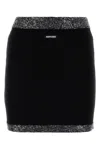 Miu Miu Stretch Mini Skirt With Ribbed Sequin Embellishment In Black