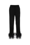 Miu Miu Feathered Grain De Poudre Trousers In Black