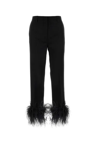 MIU MIU BLACK STRETCH GRAIN DE POUDRE PANT