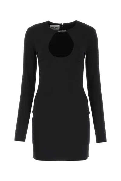 MIU MIU MIU MIU BLACK STRETCH NYLON MINI DRESS