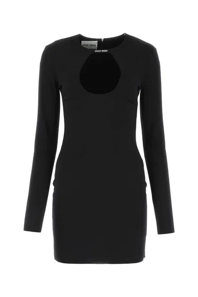 MIU MIU BLACK STRETCH NYLON MINI DRESS