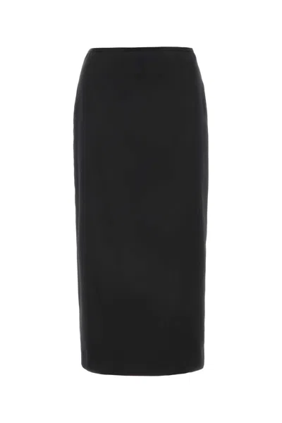 MIU MIU BLACK STRETCH SILK SKIRT