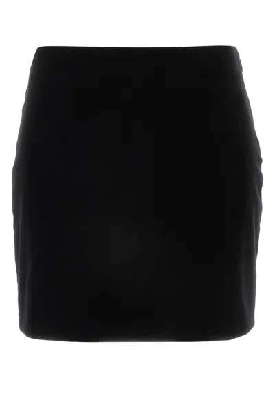 MIU MIU BLACK STRETCH VELVET MINI SKIRT