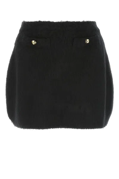 MIU MIU BLACK STRETCH WOOL BLEND MINI SKIRT