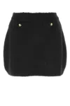 Miu Miu Black Stretch Wool Blend Mini Skirt In Black