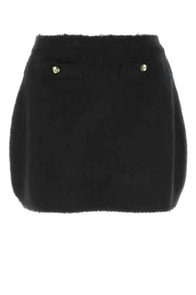MIU MIU MIU MIU BLACK STRETCH WOOL BLEND MINI SKIRT