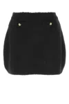 Miu Miu Black Stretch Wool Blend Mini Skirt In Black