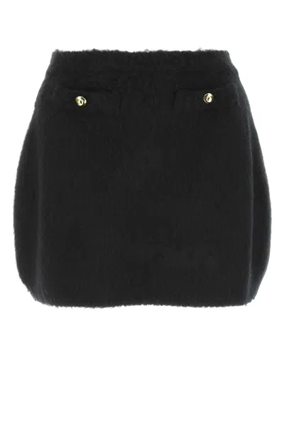 MIU MIU BLACK STRETCH WOOL BLEND MINI SKIRT