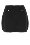 Miu Miu Black Stretch Wool Blend Mini Skirt In Black