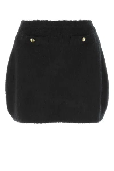 MIU MIU BLACK STRETCH WOOL BLEND MINI SKIRT