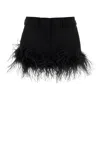 Miu Miu Feather-trimmed Wool Miniskirt