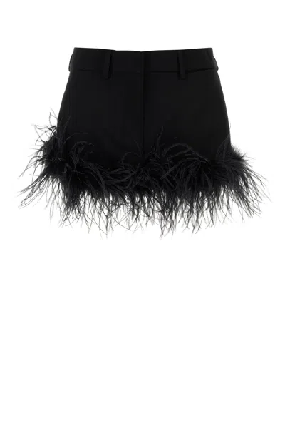 MIU MIU BLACK STRETCH WOOL MINI SKIRT