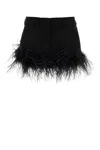 Miu Miu Feather-trimmed Grain De Poudre Miniskirt In Black