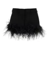 Miu Miu Feather-trimmed Wool Miniskirt In Black