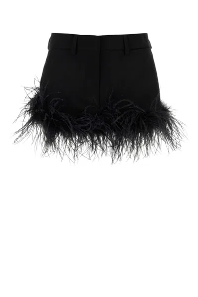 MIU MIU BLACK STRETCH WOOL MINI SKIRT