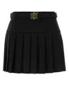 Miu Miu Black Stretch Wool Mini Skirt In Nero